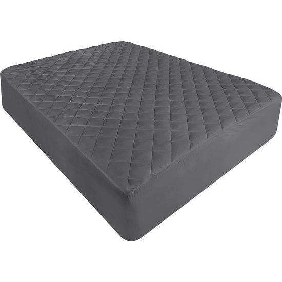 Gewatteerde matrasoplegger 135 x 190 cm, zachte microvezel matrastopper, hoogte tot 38 cm met spanrand, matrasbeschermers onderbed ook voor boxspringbedden (grijs)