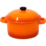 ToCi 4 x kleine ovenschalen met deksel, mini-ovenvormen van keramiek, 200 ml, ronde vormpjes 10 x 5 cm, kleine ovenschaal, kleur: oranje in set van 4