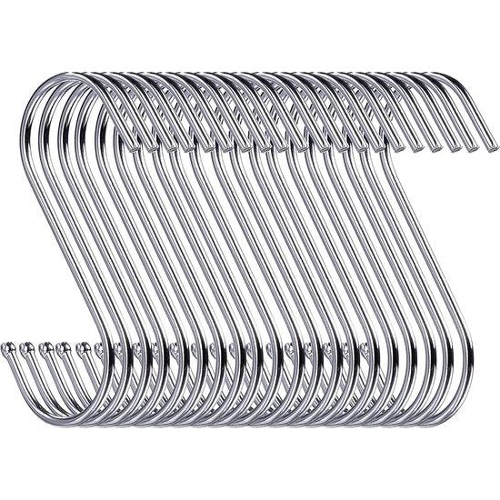 30 stuks S-haken, 9 cm hanghaken, garderobe, haken om op te hangen, kleerhangers (zilver)