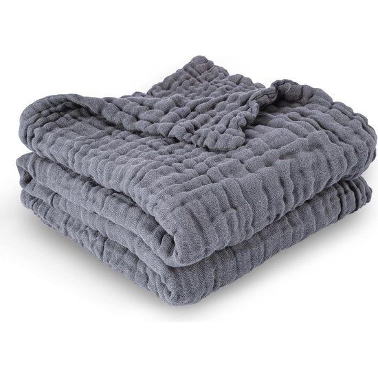 baby-inbakdoek, mousselinedoek, 120 x 105 cm, ademende mousselinedoeken, katoen, mousselinedoeken, baby, baby-inbakerdekendoeken voor jongens en meisjes (grijs)