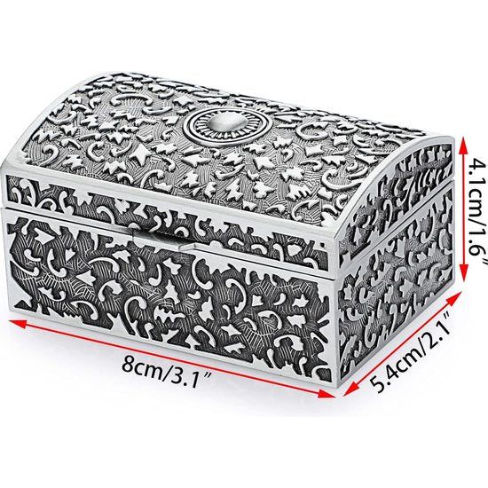 Rechthoekige sieradendoos, metalen sieradendoos, sieradendoos, sieradendoos, rechthoekig, voor sieraden van vrouwen, ring, sieradenopslag, cadeau voor Moederdag en bruiloft, verjaardag