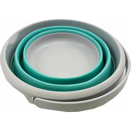 Opvouwbare kunststof emmer met 5,5 l inhoud, inklapbaar, ronde kuip, draagbare wateremmer, ruimtebesparende waterpot voor buiten, grijs/grenen