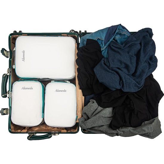 Packing Cube Set for Carry-on Luggage Travel Pack Organizer for Backpack (White(L+s+s))