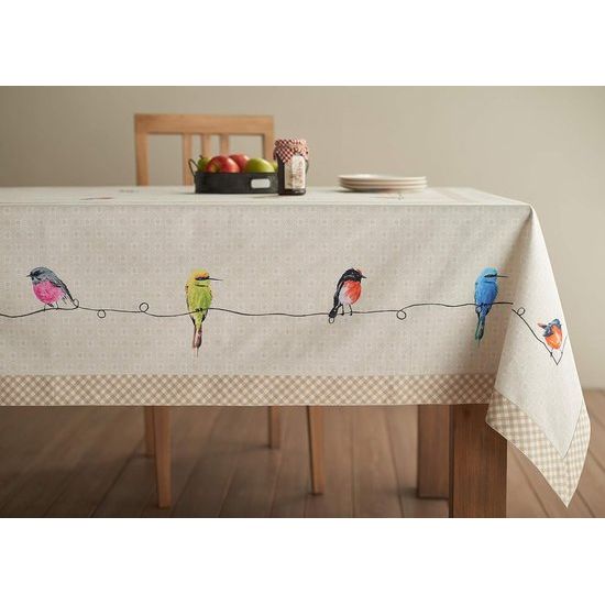 Tafelkleed, 100% katoen, 160 cm x 220 cm, decoratief tafelkleed, wasbaar, vierkant, tafelkleed voor Moederdag, eten, bruiloften