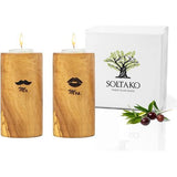 Hoogwaardige rustieke kaarsenhouder van exclusief olijfhout set van 3 - kerstdecoratie - Valentijnsdag kandelaar hout - theelichthouder - woondecoratie