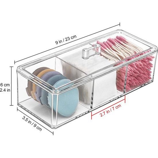 Ladenorganizer, acryl bureaulade-organizer met 3-voudige cosmetica-opslag, make-up-organizer, sieradendisplay voor bureau, ijdelheid, werkblad, transparant