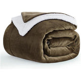 Knuffeldeken, bruin, warm, wollig, Sherpa deken, bank, 150 x 200 cm, fleecedeken, dikke wollen deken, XL woondeken, winter, bankdeken, knuffelig, bank, zacht als woonkamer