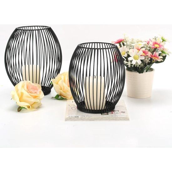 Kandelaar zwart 2 Stuks 16 x 18 cm