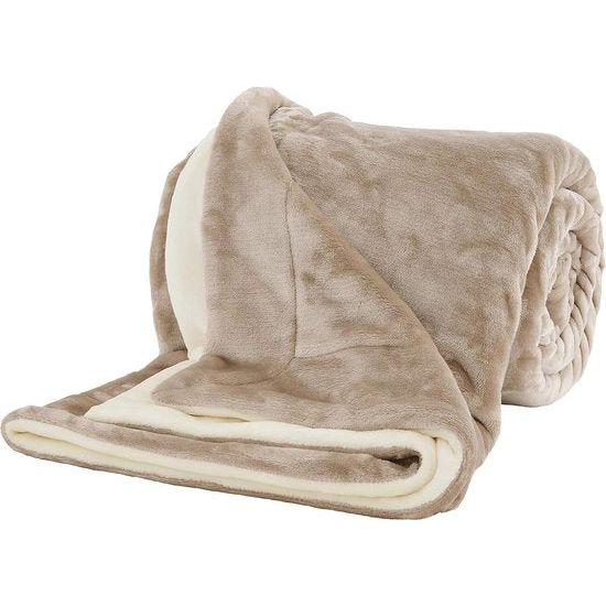 Doublesoft Knuffeldeken 150 x 200 - super knuffelig en warm, polyesterfleece deken beige crème