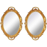 Vintage spiegel kleine wandspiegel hangspiegel 36,8 x 25,4 cm ovaal goud 2 stuks