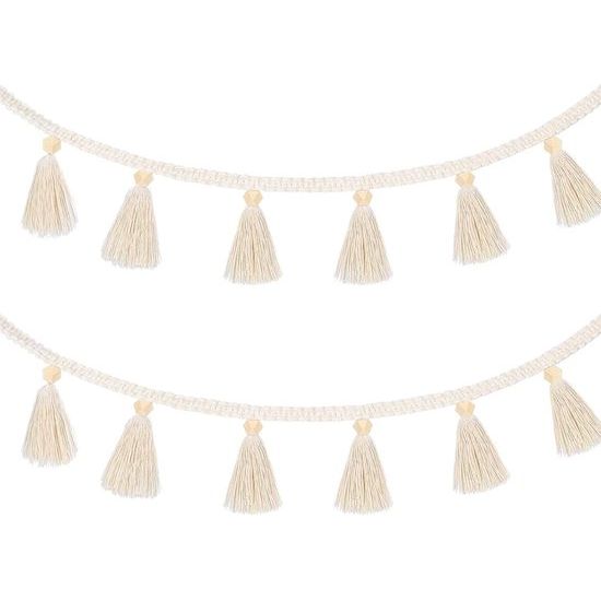 Macramé wandtapijt, franjesslinger, banner, katoenen geweven wanddecoratie voor boho, huisdecoratie, kinderkamer, buikmand, decoratie, 6,5 cm x 75 cm