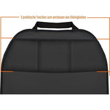 Rugleuningbeschermers, 2 stuks, bescherming voor rugleuning auto en kinderen, rugleuningbescherming, achterbankbeschermer, zitting, kunstleer, zwart, 3 vakken, organizer, bescherming voor autostoel, stoel