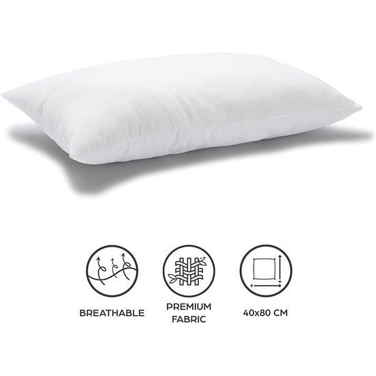 Kussen voor bed 40 x 80 cm Hoofdkussen set van 2 binnenkussens hypoallergene anti-mijt zachte kussenvulling met kussensloop katoen en polyester. Afneembaar en wasbaar slaapkussen voor in huis/hotel