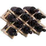 Wijnrek van hout, stapelbaar, 10 flessen opslag drankrek, 45 x 12,5 x 31 cm, vintage flessenrek voor het opbergen van wijn, met de hand gemonteerd voor bar, woonkamer, keuken