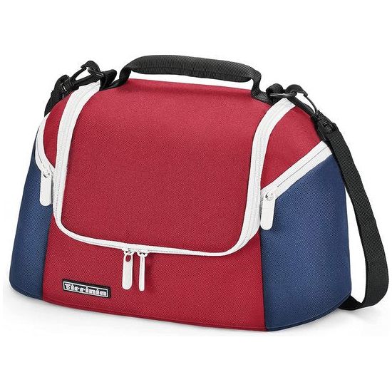 Koeltas, lunchtas voor dames en heren, thermotas, picknicktas, isolatietas met 2 zakken met ritssluiting voor volwassenen, voor kantoor, werk, picknick, rood blauw