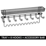 Sieradenhouder voor aan de muur, hangende opslag voor halskettingen, oorbellen, armbanden en andere accessoires, praktische sieradenorganizer van metaal, zwart