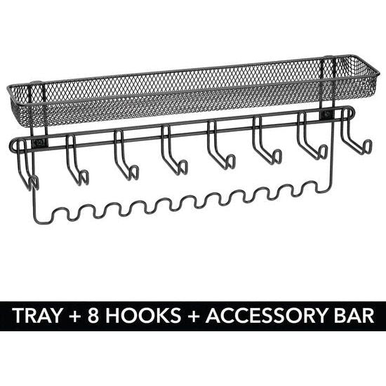 Sieradenhouder voor aan de muur, hangende opslag voor halskettingen, oorbellen, armbanden en andere accessoires, praktische sieradenorganizer van metaal, zwart