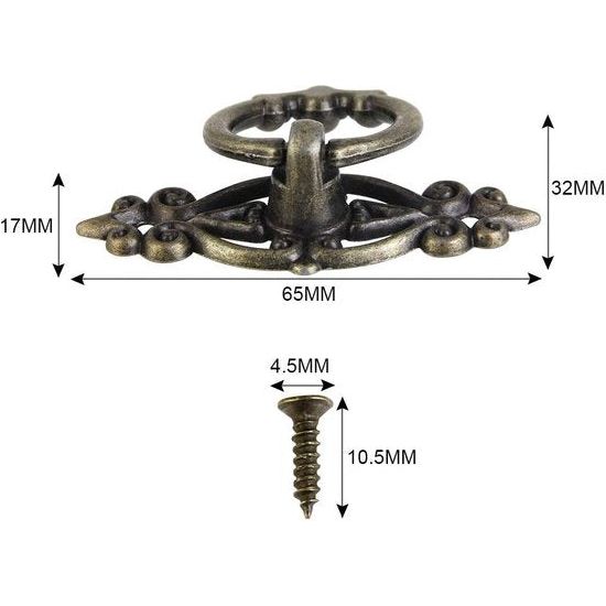 10 stuks meubelgrepen, messing, deurgrepen, vintage, kastgrepen, ladegrepen, antieke meubelknoppen met 20 schroeven, voor commode, meubels, kast, kledingkast