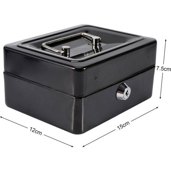 waterdichte doos met sleutelslot, draagbare mini draagbare kluis stalen petty afsluitbaar contant geld munt sieraden veiligheidsbox geldcassette kluis handvat huishoudelijke