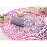 Round Tapestry with Tassel Wall Hanging Ombre Hippie Mandala Bohemian Hippie Elaborate Indian Tapestry Table Cloth 70 Inch Green