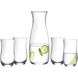 Waterkaraf set 5 stuks 4 glazen en 1 karaf 1200ml stijlvol design, transparant, zeer resistent glas, drankenservice water drank presentatieset eetkamer, party catering set