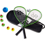 Speedbadmintonset 5 delig (2x rackets, 5x shuttles, 1x softbal, 8x veldmarkeerring, 1x draagas) crossmintonset - turbobadmintonset - speedbadmintonset