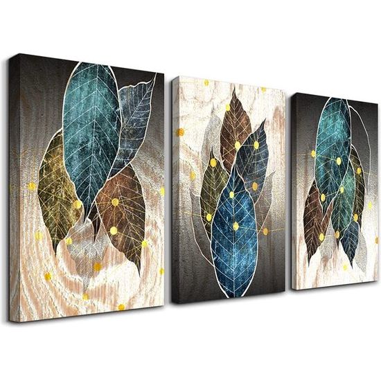 Canvas Foto's Café Bibliotheek Kleurrijke Bladeren Muurfoto's Woonkamer Schilderij Natuur Plant Stijl Prints Kantoor Keuken Badkamer Slaapkamer Kunstdrukken, 30 cm x 40 cm x 3 stuks