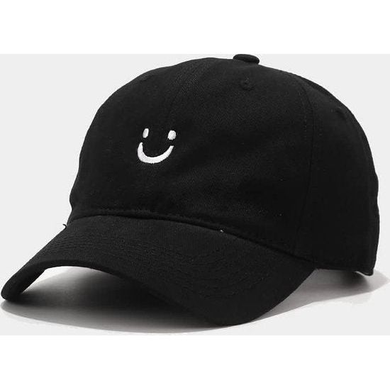 Honkbalpet voor dames en heren, katoen, smiley, baseballpet, uniseks, verstelbaar, zonnehoed, zonnehoed voor sport, reizen, buiten