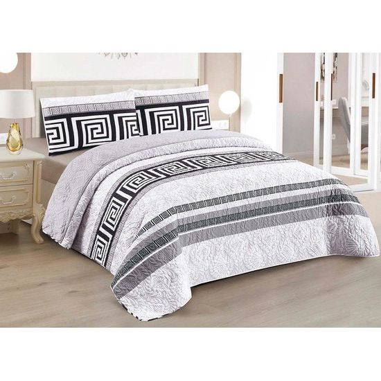 Sprei omkeerbaar voor lente en zomer bedrukte tekening + 2 kussenslopen 50 x 70 cm - gewatteerde sprei voor 2 personen dun, licht (220 x 260 cm)