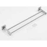 Handdoekhouder met vierkante basis van roestvrij staal 60 cm badkamer- / keukenaccessoires geborsteld nikkel