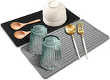 2 stuks siliconen afdruipmat, spoelbakmat, afdruipmat, servies, zwart, hittebestendige siliconenmat, antislip siliconenmat