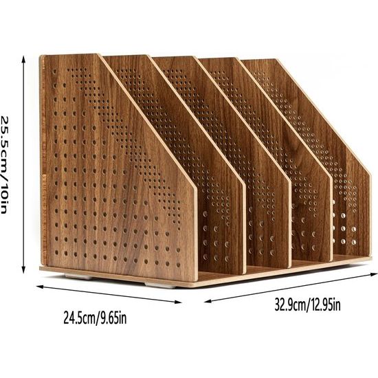 Houten bureau-organizer, kantoorplank, organizersysteem, tijdschriftenhouder, archieflade - Stijlvolle houten bureau-organizer voor thuiskantoor