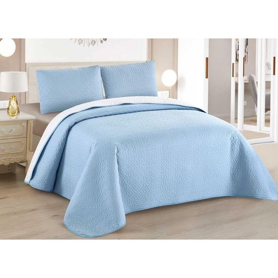Sprei bed voor lente en zomer omkeerbaar + 2 kussenslopen 50 x 70 cm – bedsprei gewatteerd dekbed lichtgewicht spreien dun (240 x 260 cm)