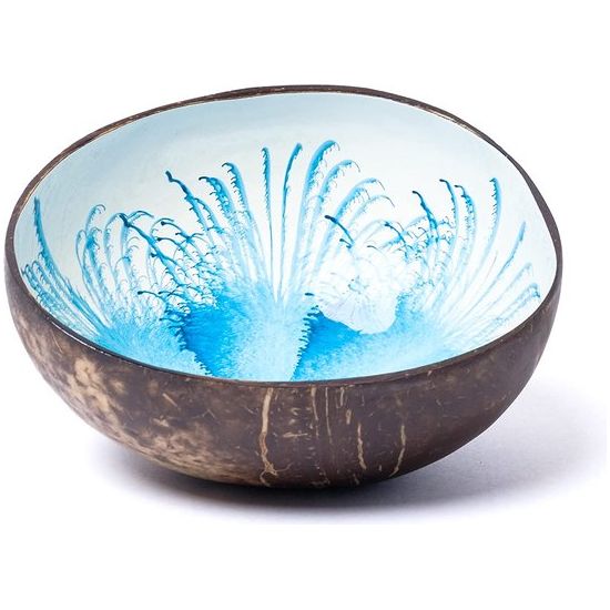 cocovibes Coconut Bowl Sapphire / Snack Bowl / Decoratieve Bowl voor Sleutel / Sieraden Bowl / Serveer Bowl / Modern Splash Blauw Wit
