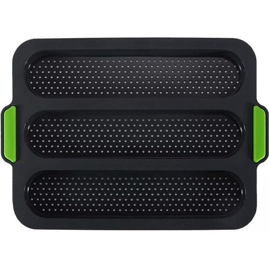 Stokbrood bakvorm, 3 sleuven siliconen stokbrood bakplaat, stokbrood siliconen mal, broodbakvorm, antiaanbakbroodje bakvorm, hotdogbroodje bakvorm