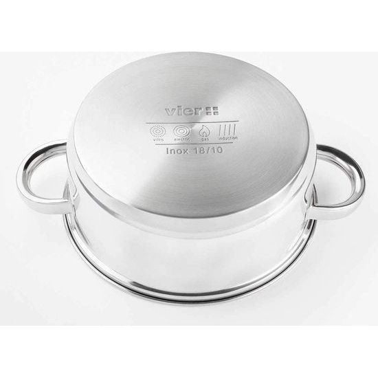 Inductie 18/10, roestvrijstalen kookpot, diameter 28 cm, zilver, 28 cm