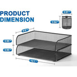 Bureau-organizer, opbergvakken, stapelbaar, brievenbak, papieren houder voor plank, bureau met 2 pennenhouders (2 stuks, zwart)