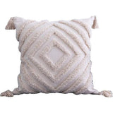 Decoratieve kussenhoes met franjes, boho, super zachte kussenhoezen, kwastjes voor bank, slaapkamer, woonkamer, 45 x 45 cm, beige