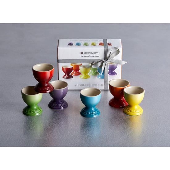 Egg cup set, 6-delig, elk 5,8 cm, aardewerk, regenboog.