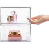 Set van 2 stapelbare cosmetische organisatoren, opberglades, badkamerorganizer van acryl, transparante doos voor opslag van nagellak, wastafel, keukenkasten, voorraadkast