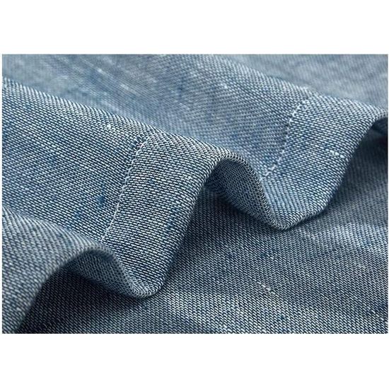 Vitrage linnenlook gordijn, lange moderne effen bistrogordijn - halftransparant, deurgordijnen, raamgordijn, keukengordijnen, korte gordijnen - BxH 132 x 183 cm, Blauw, 1 stuk