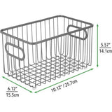 Set van 4 metalen keukenmanden - flexibele opbergmand voor de keuken, voorraadkamer, enz. - compacte en universele draadmand met handgrepen - grijs