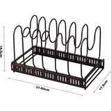 Organizer voor potten en pannen, bordenhouder, pannenplank met 7 verstelbare verdelers, perfect voor potten, pannen, kommen, borden en snijplanken