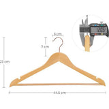 SONGMICS Kleiderbügel-10 Stück, Kanten, mit Rutschfestem Steg, 360°drehbarer Haken, CRW001-10, Holz, Natur, 10