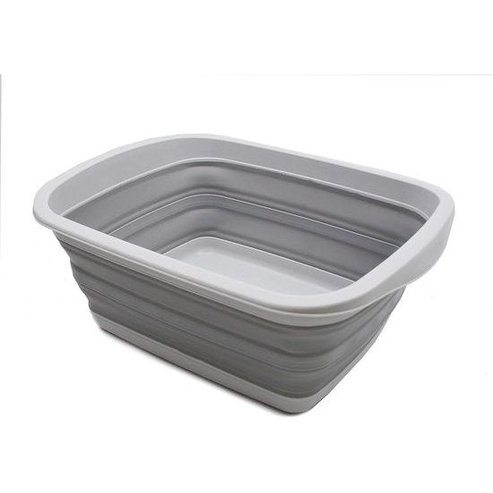 10L opvouwbare kuip, opvouwbare draagbare ruimtebesparende kunststof 10L kunststof wasbak (grijs, 1) 10L opvouwbare kuip, opvouwbare draagbare ruimtebesparende kunststof wasbak van 10L (grijs, 1)