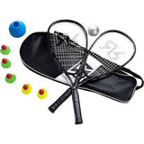 Speedbadmintonset 5 delig (2x rackets, 5x shuttles, 1x softbal, 8x veldmarkeerring, 1x draagas) crossmintonset - turbobadmintonset - speedbadmintonset