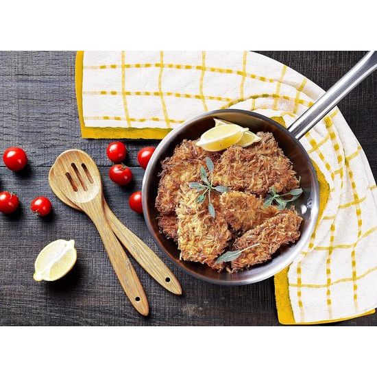 Set van 12 theedoeken, 38 x 64 cm, katoenen theedoeken, machinewasbaar (geel en wit)