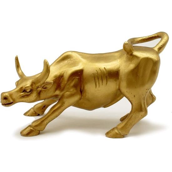 Woondecoratie Gouden koperen stier (Feng Shui) vertegenwoordigt geluk van levensrijkdom, koperen stierbeeldje stierstandbeeld