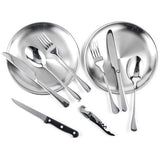 Campingbestekset Barbecuebestek Reisbestek met lepel, mes, vorken, wijnopener en bord voor 1-2 personen - Perfect voor buiten wandelen Campingbarbecuefeest