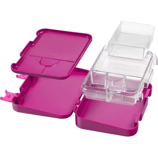 Bento Box lunchbox voor kinderen, met 4 + 2 vakken, extreem robuust, lunchbox, ideaal voor kinderopvang en school (paars, regenboog)